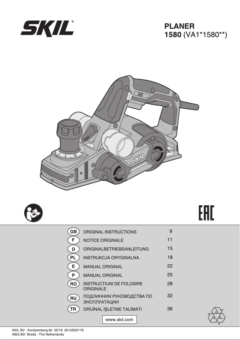 Page 1 de la notice Manuel utilisateur Skil 1580 AA