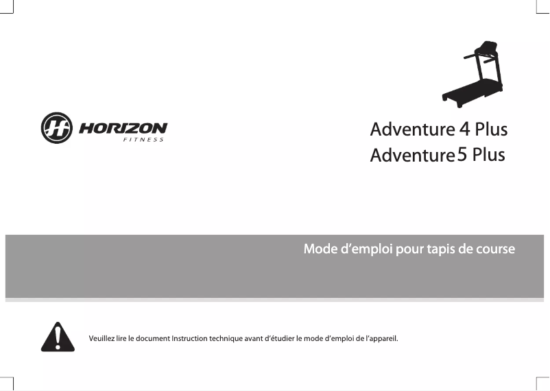 Page 1 of the manual User Manual Horizon Fitness Adventure 5 Plus