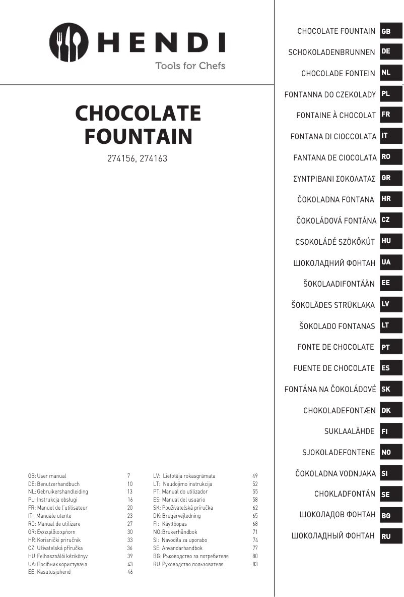 Page 1 of the manual User Manual Hendi 274163