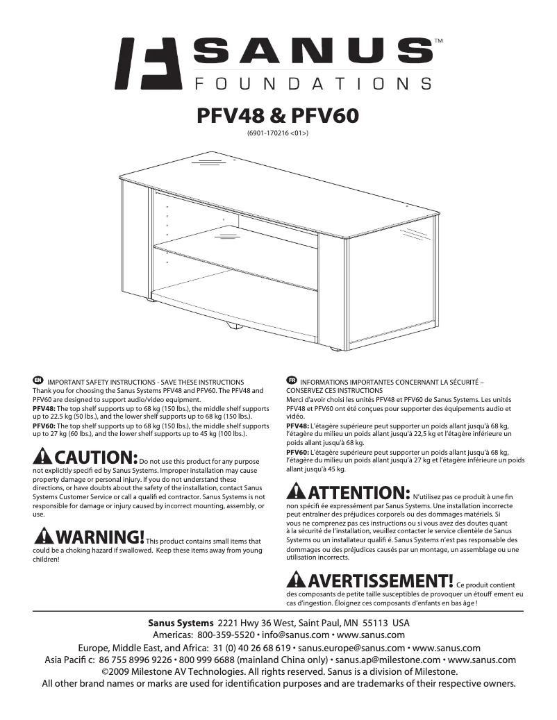 First page image of the manual for PFV60