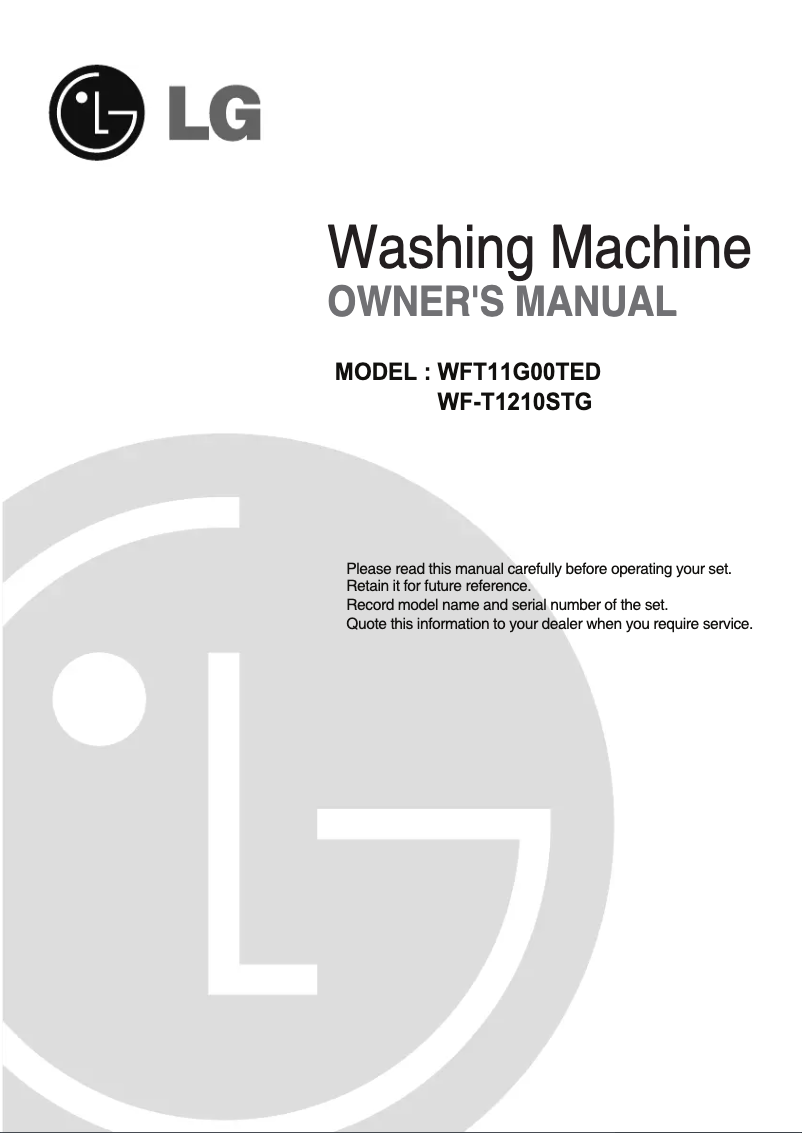 Page 1 of the manual User Manual LG WF-T1210STG