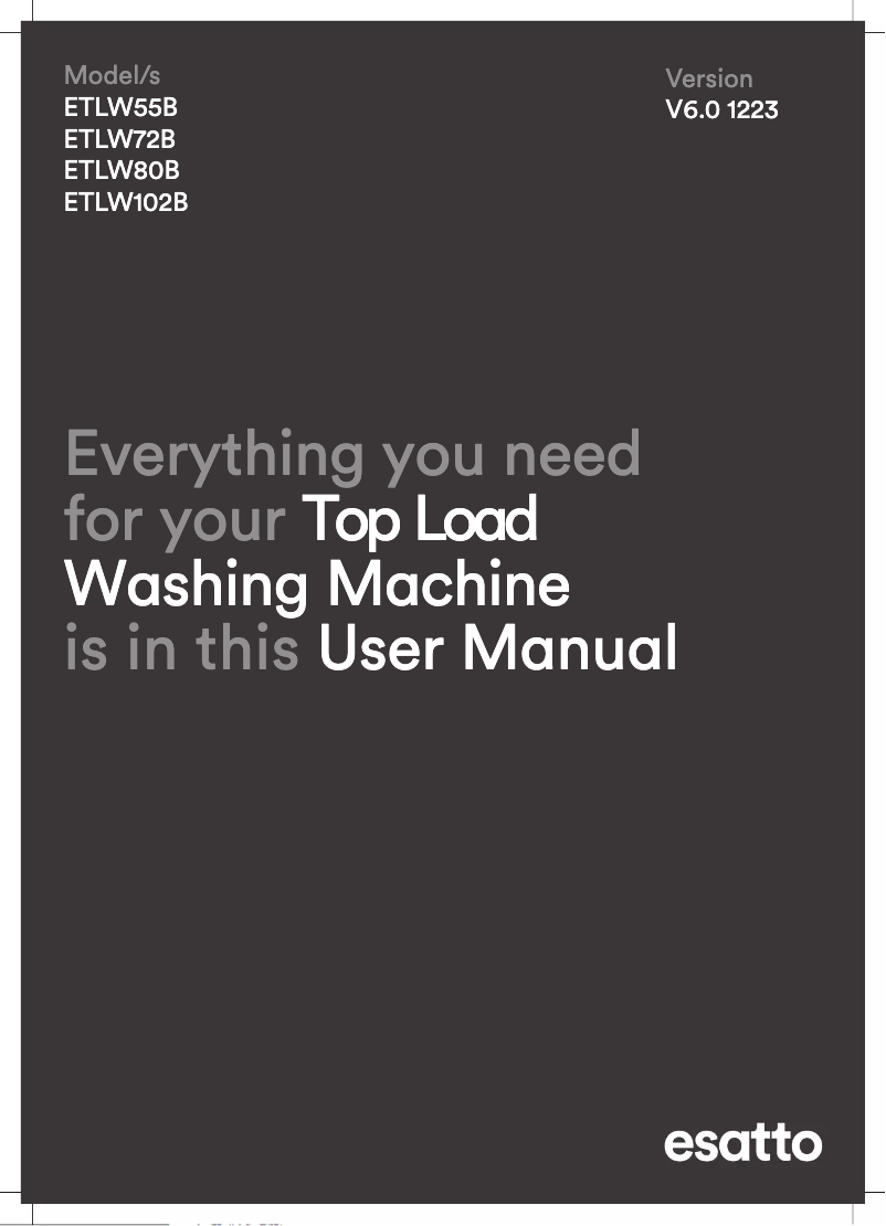 First page image of the manual for ETLW102B