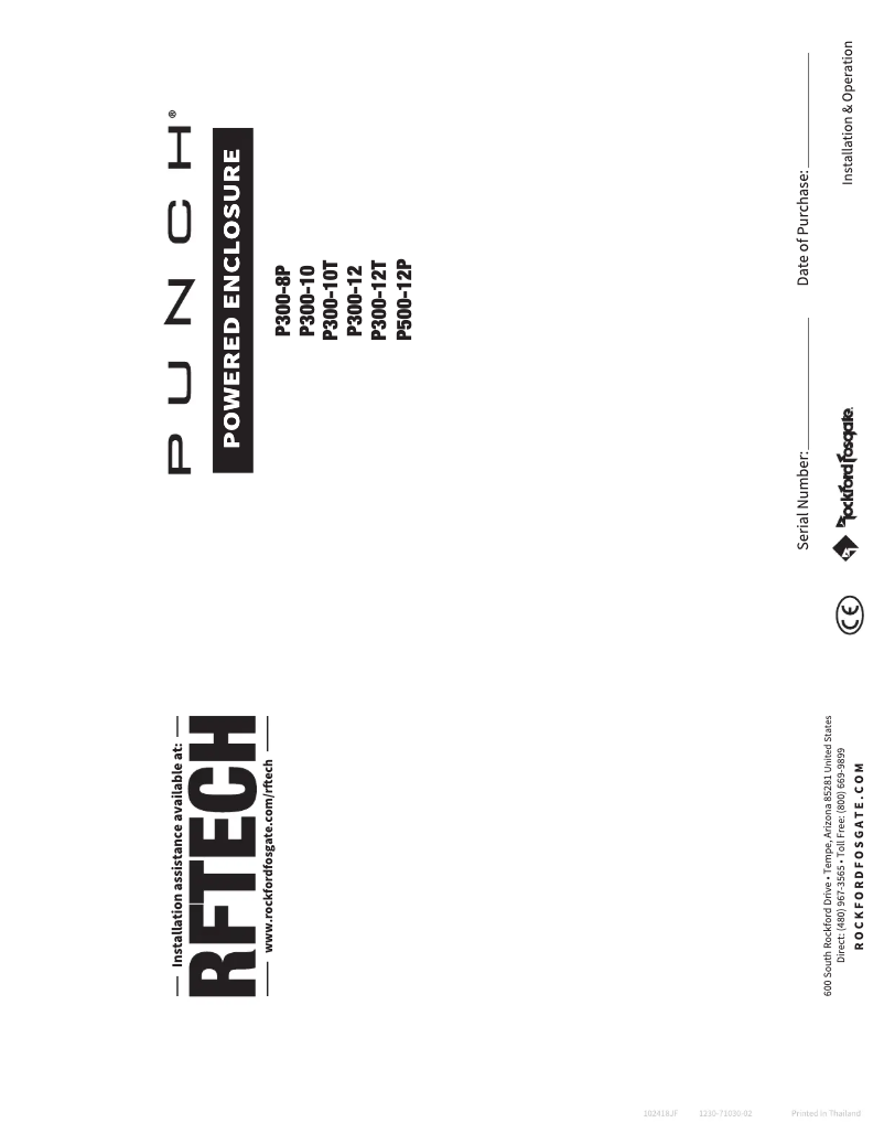 Page 1 de la notice Manuel utilisateur Rockford Fosgate Punch P500-12P