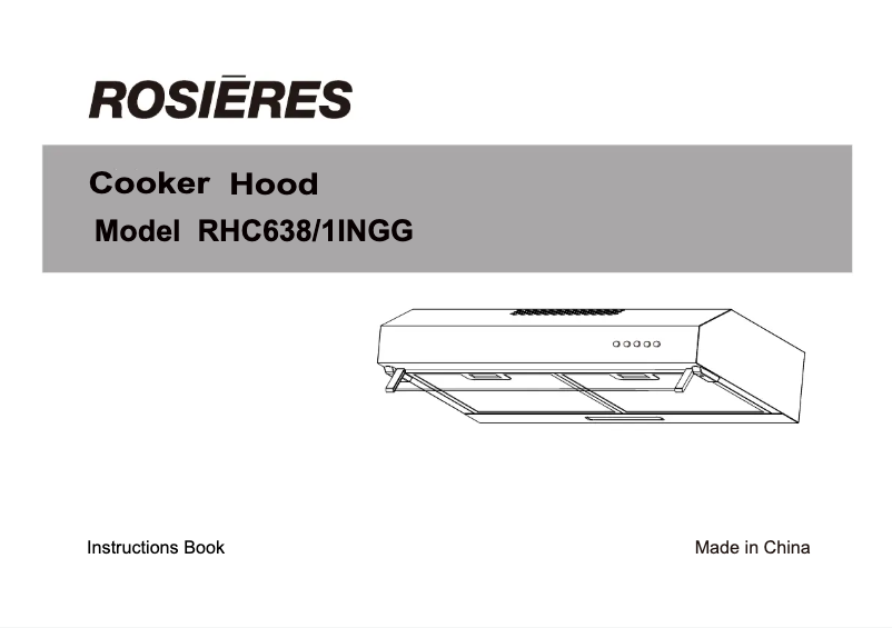 First page image of the manual for RHC638/1INGG