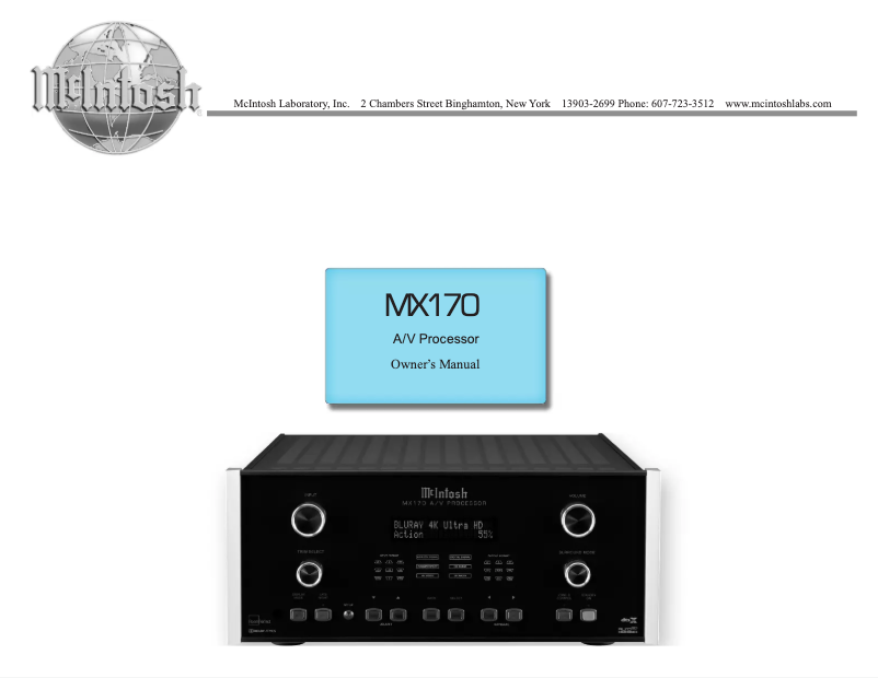 First page image of the manual for MX170