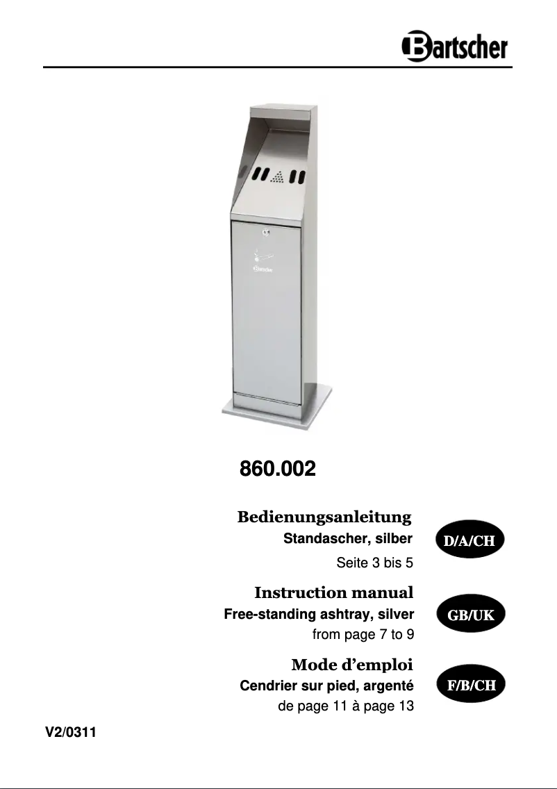 First page image of the manual for 860002