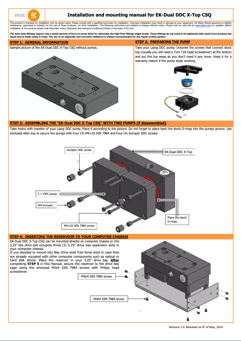 Page 1 of the manual User Manual EK Water Blocks 3831109842973