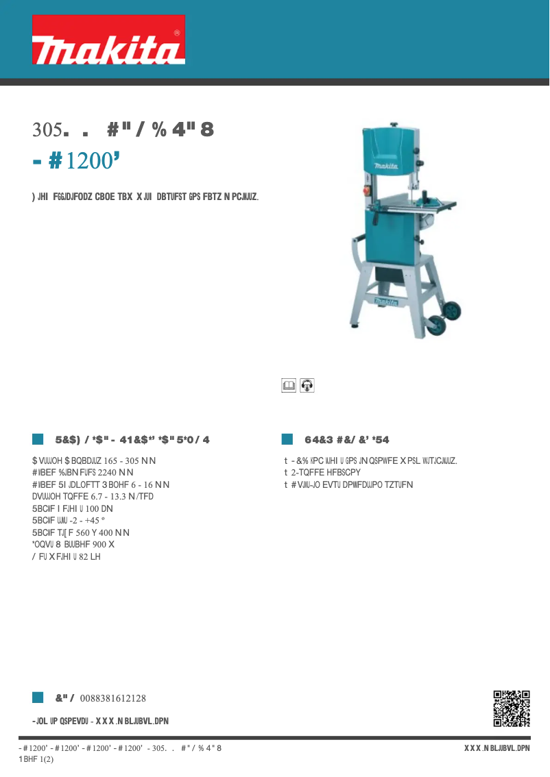 Page 1 of the manual Technical Sheet Makita LB1200F