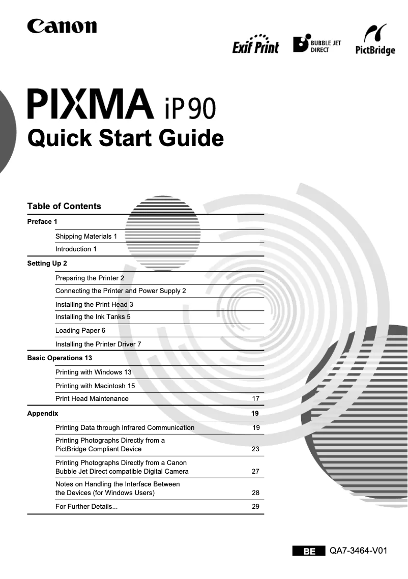 Page 1 of the manual User Manual Canon Pixma iP90