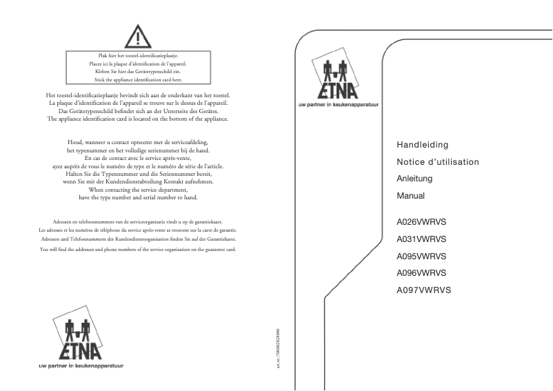 First page image of the manual for A096VWRVS