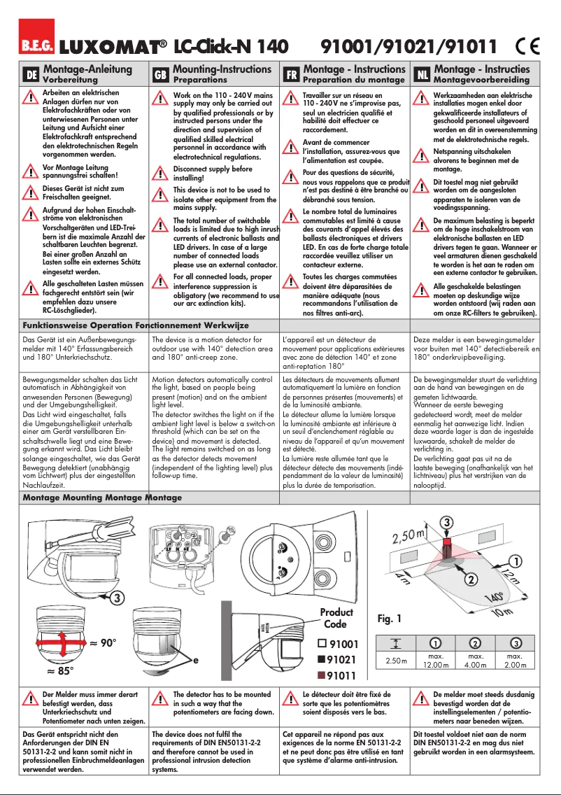 First page image of the manual for Luxomat LC-Click-N 140