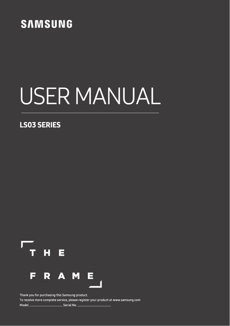 Page 1 of the manual User Manual Samsung The Frame