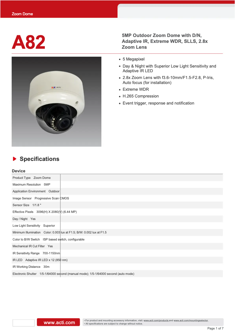 First page image of the manual for A82