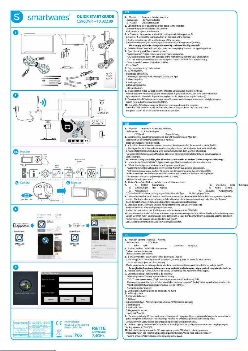 Page 1 of the manual User Manual Smartwares CS96DVR