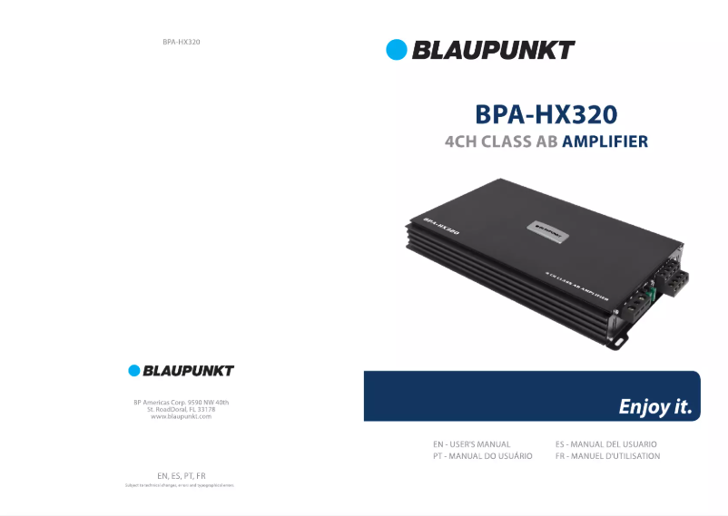 Page 1 of the manual User Manual Blaupunkt BPA-HX320