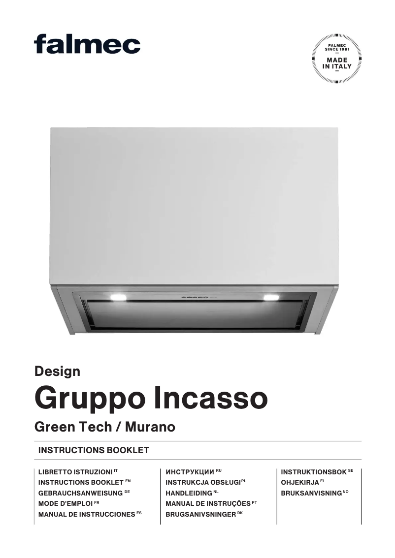 First page image of the manual for Gruppo Incasso Murano