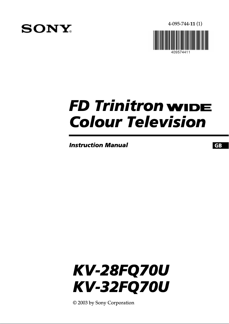 First page image of the manual for KV-28FQ70U