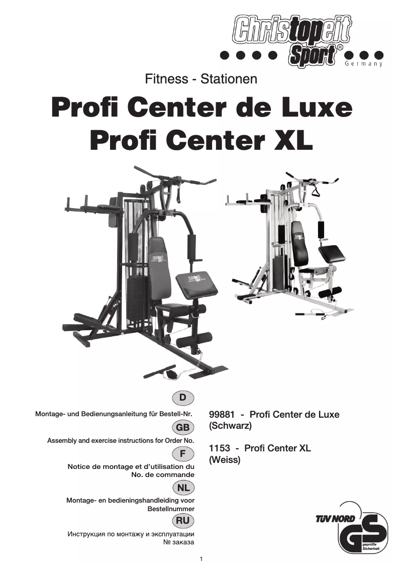 Page 1 of the manual User Manual Christopeit Profi Center XL