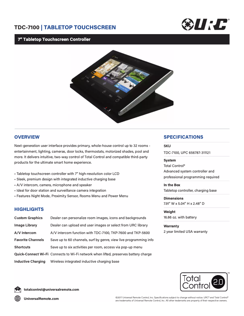 First page image of the manual for TDC-7100