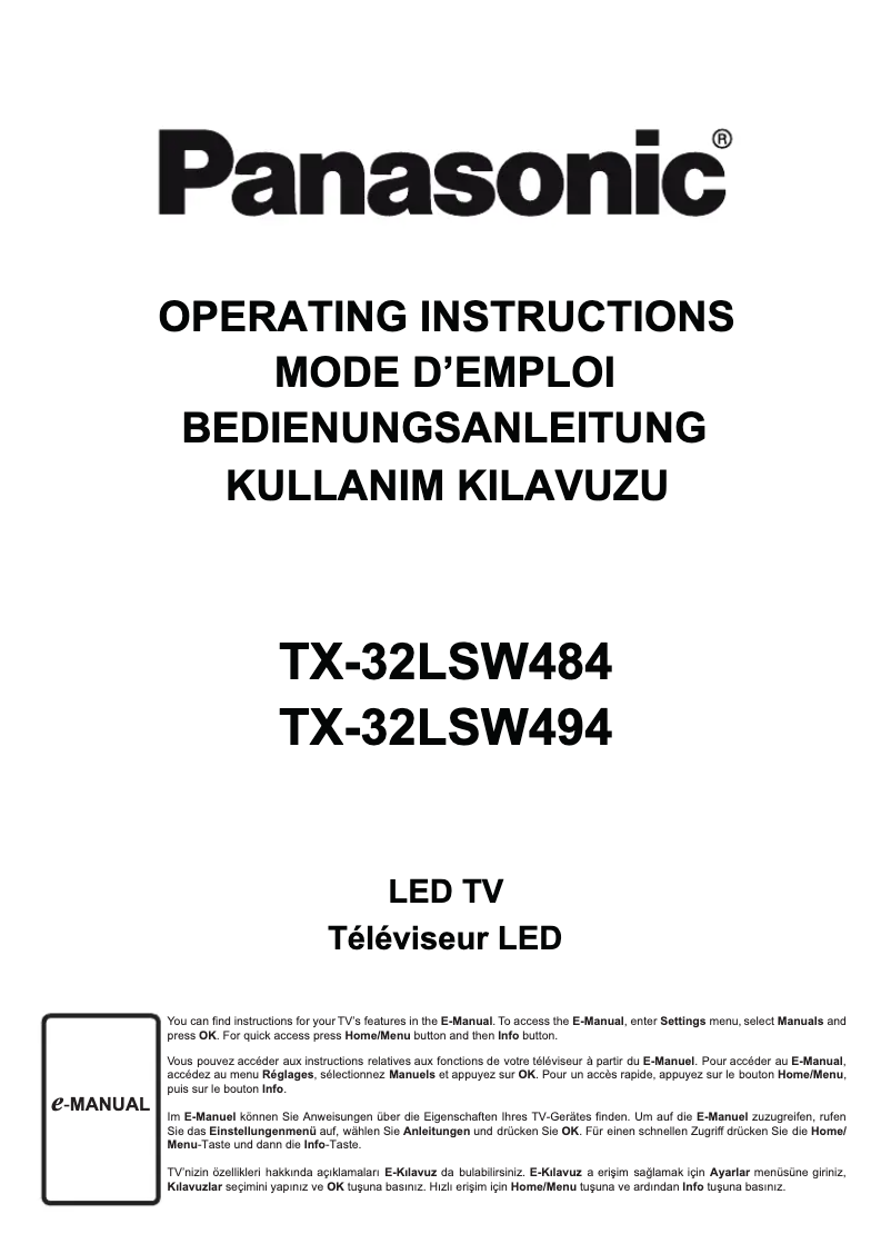 Page 1 of the manual User Manual Panasonic Viera TX-32LSW484