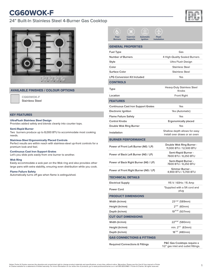 First page image of the manual for CG60WOK-F