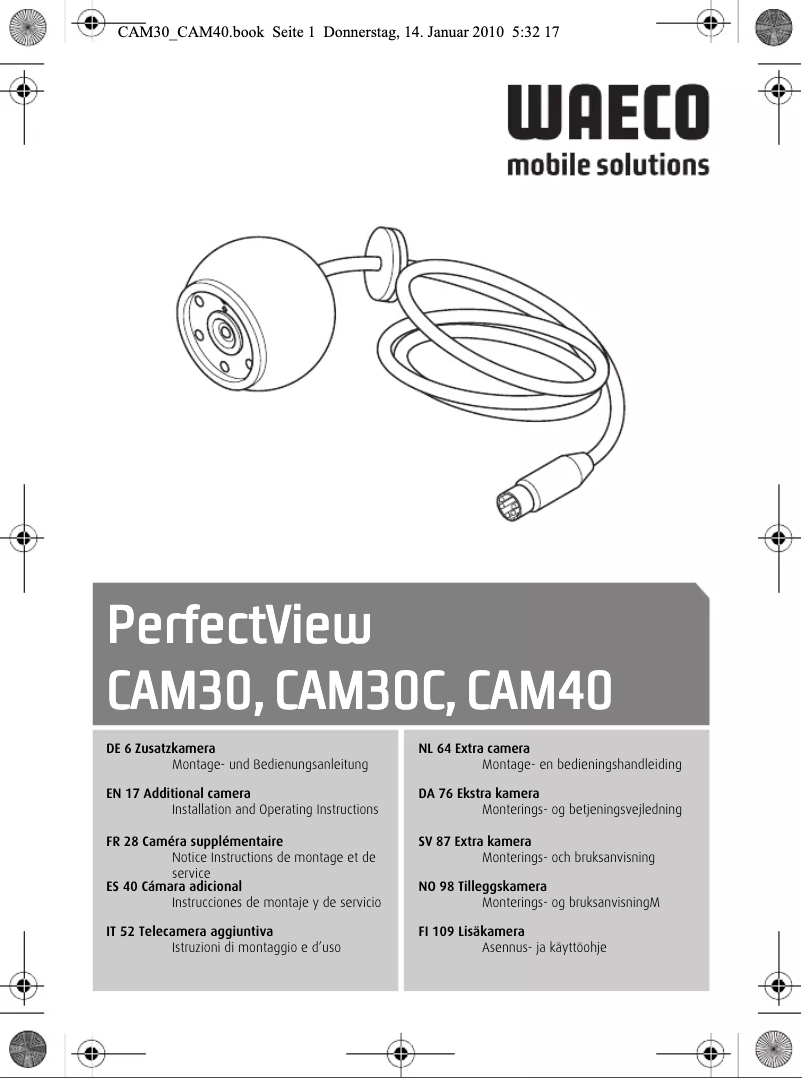 First page image of the manual for PerfectView CAM40