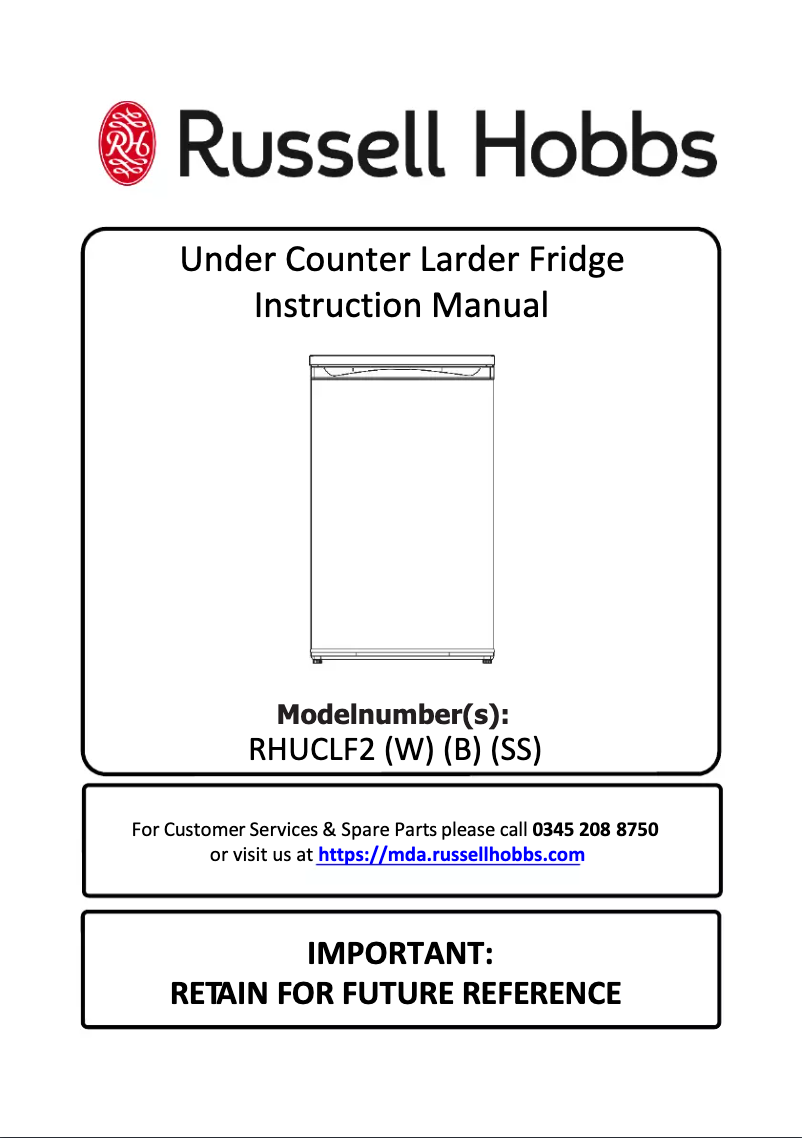 Page 1 of the manual User Manual Russell Hobbs RHUCLF2B