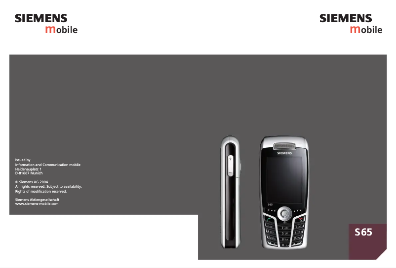 Page 1 de la notice Manuel utilisateur Siemens S65