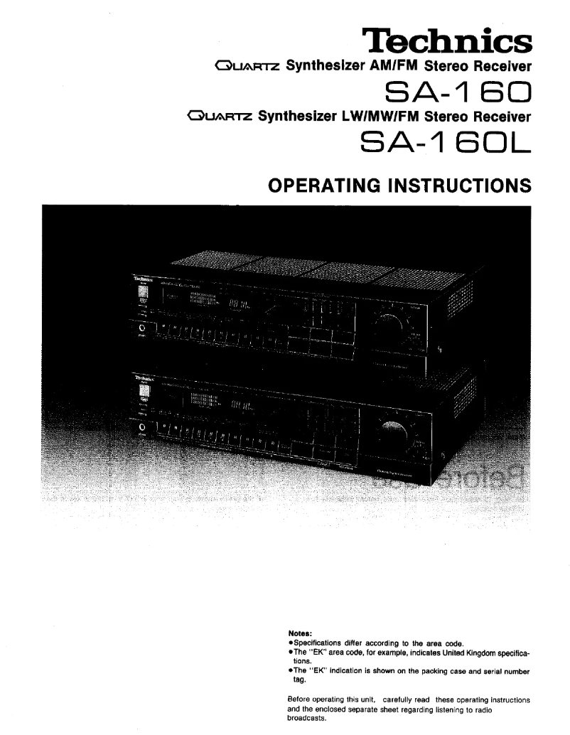 Page 1 of the manual User Manual Panasonic SA-160L