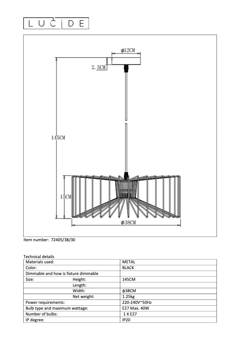 First page image of the manual for Jur 72405/38/30