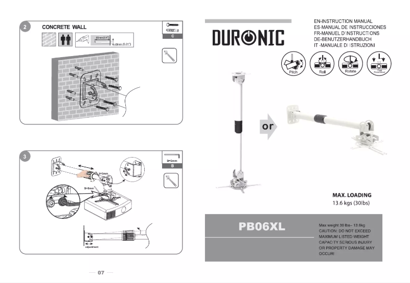 Page 1 of the manual User Manual Duronic PB06XL