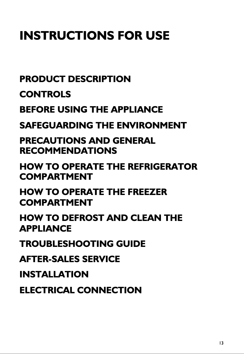 Page 1 of the manual User Manual Smeg FR 205 APL7
