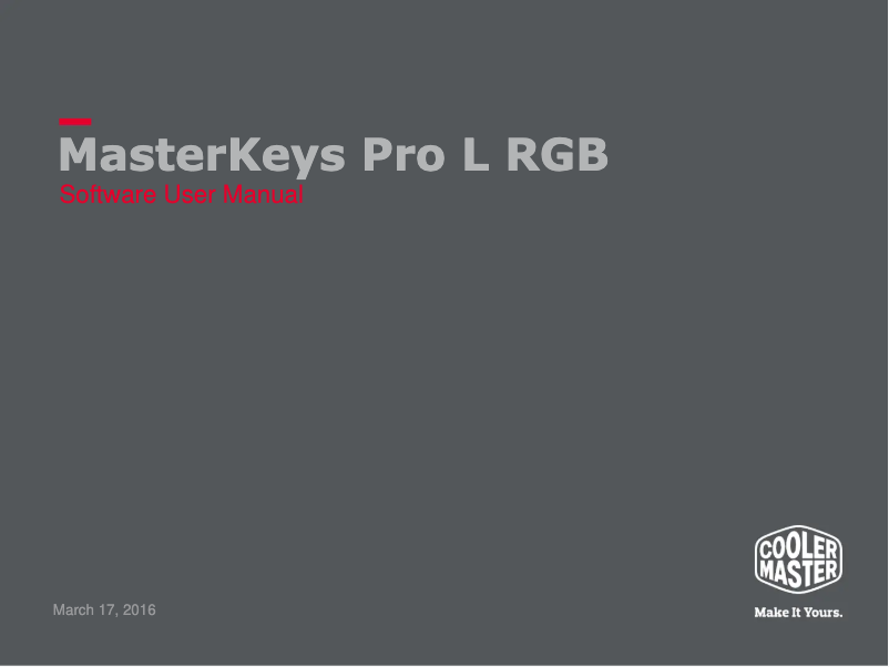 First page image of the manual for MasterKeys Pro S RGB