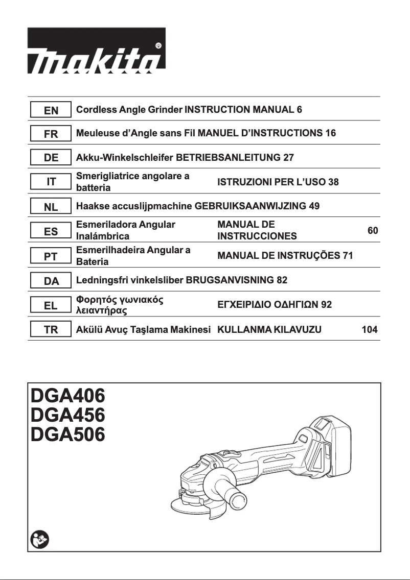 Page 1 of the manual User Manual Makita DGA456