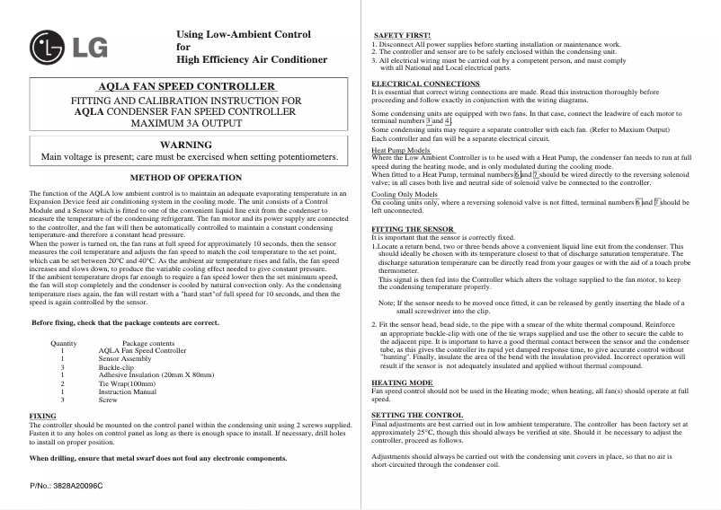 Page 1 of the manual User Manual LG AQLA