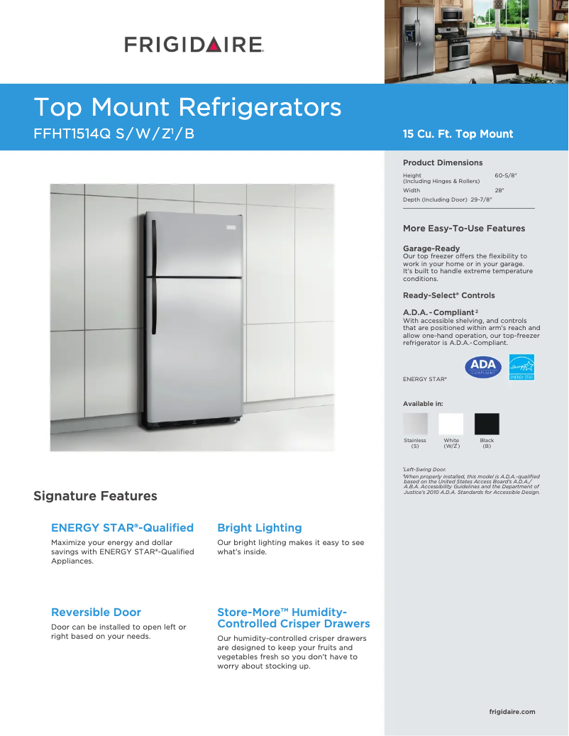 First page image of the manual for FFHT1514Q