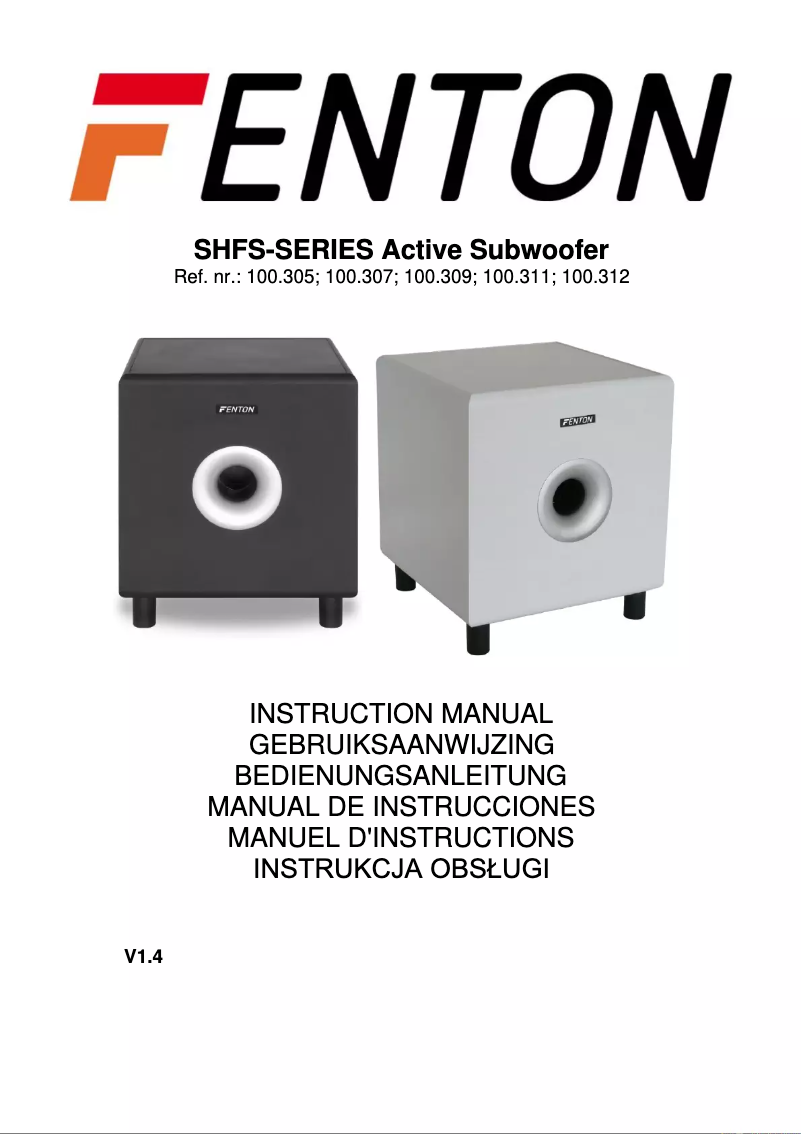 First page image of the manual for SHFS10B