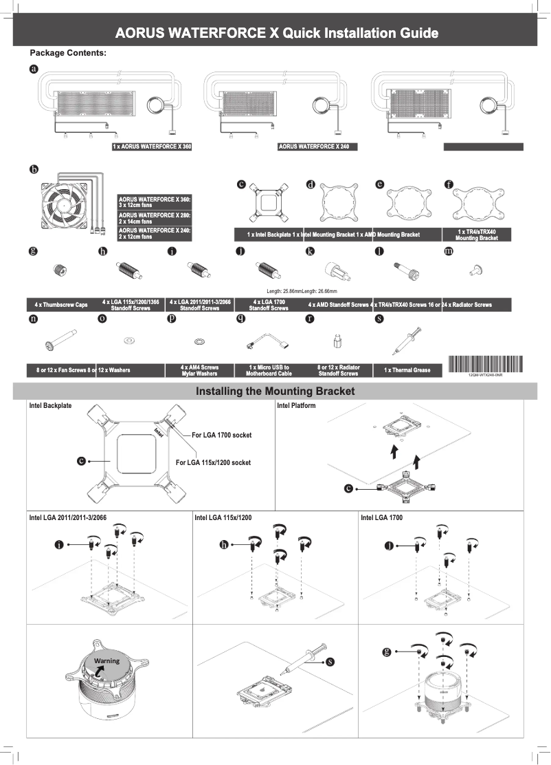 First page image of the manual for GP-Aorus Waterforce X 280