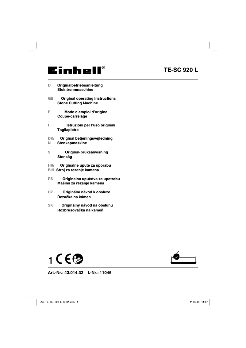 Page 1 of the manual User Manual Einhell TE-SC 920 L