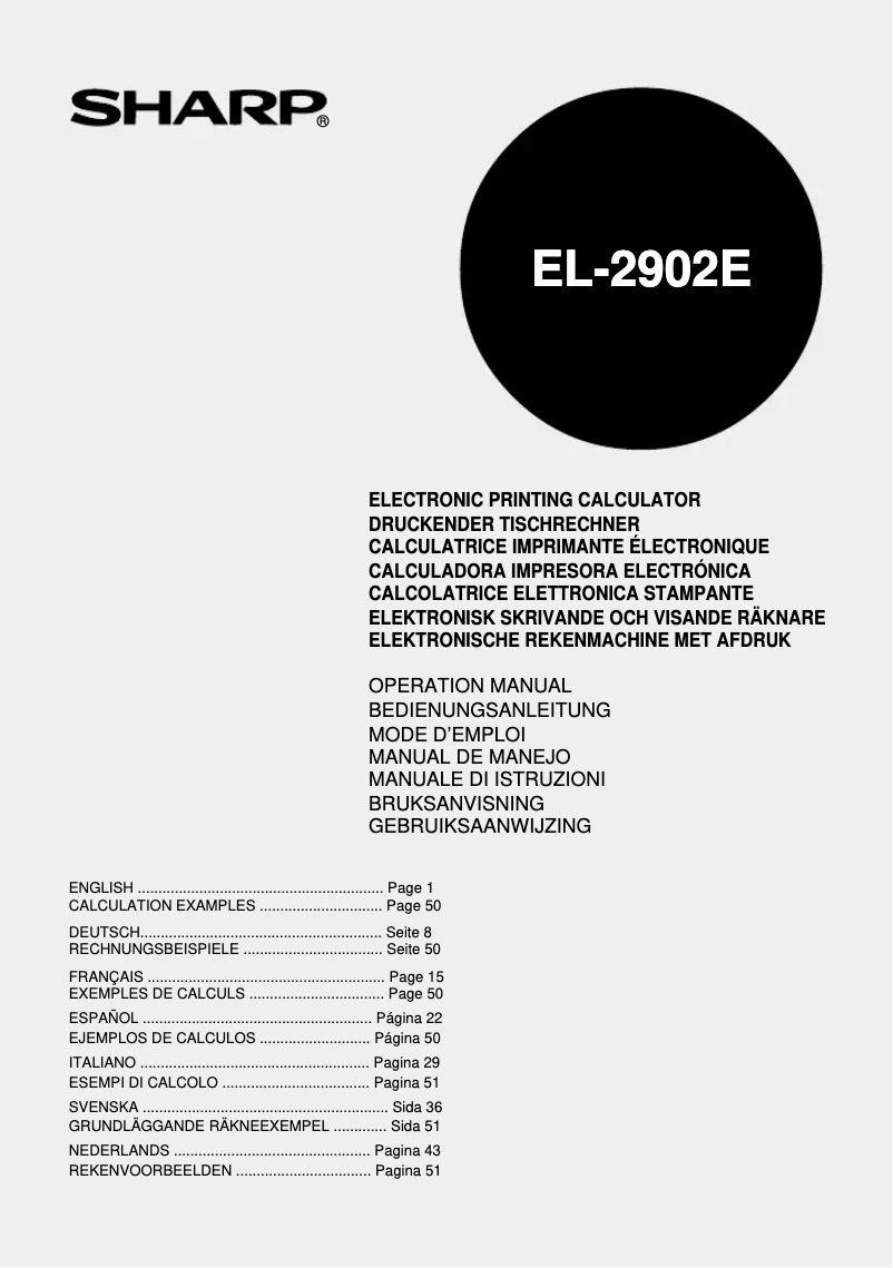 First page image of the manual for EL-2902E