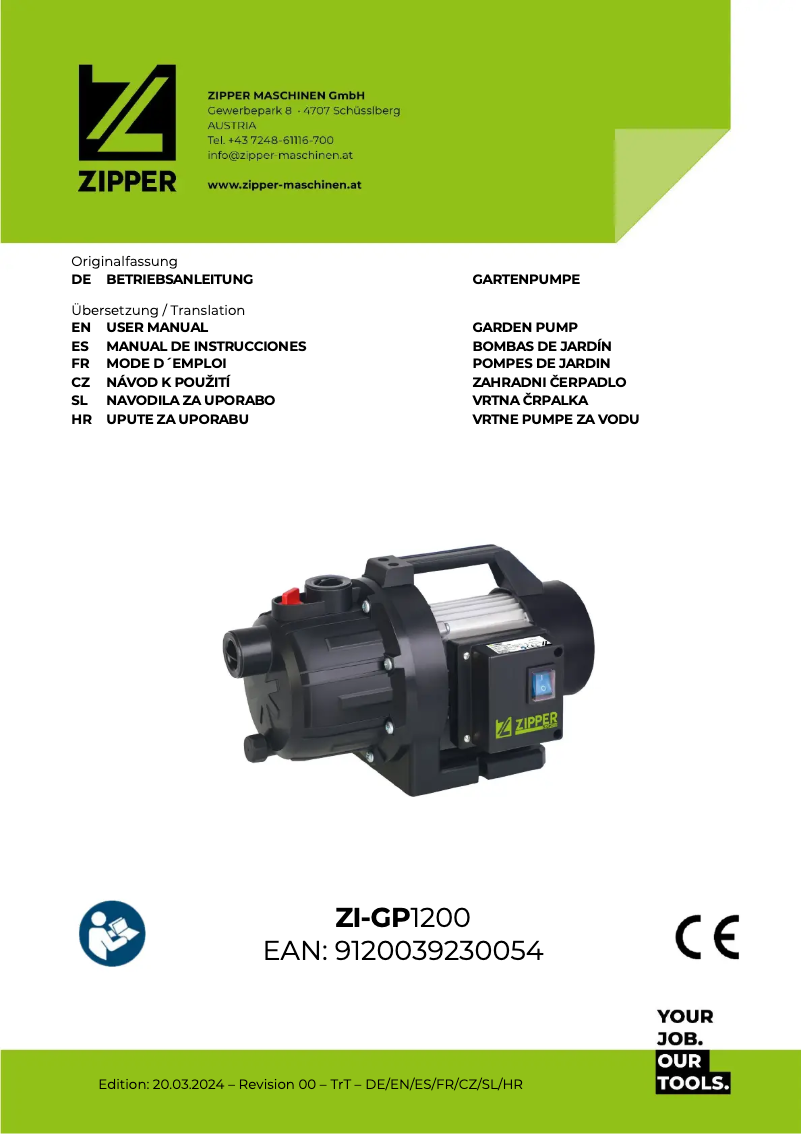 First page image of the manual for ZI-GP1200