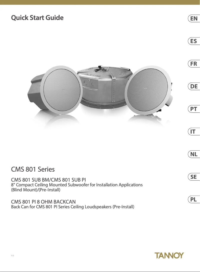 Page 1 of the manual Quick Start Guide Tannoy CMS 801