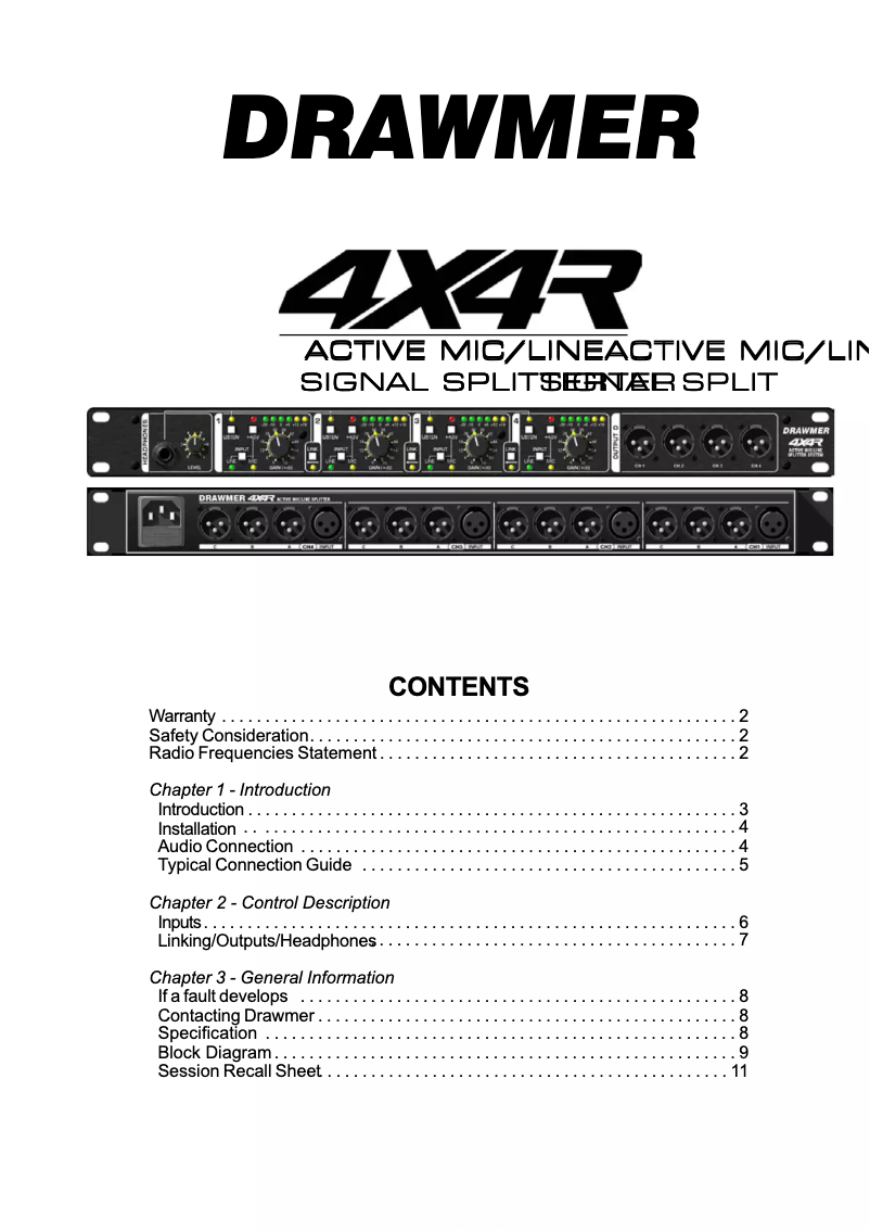 Page 1 of the manual User Manual Drawmer 4X4R