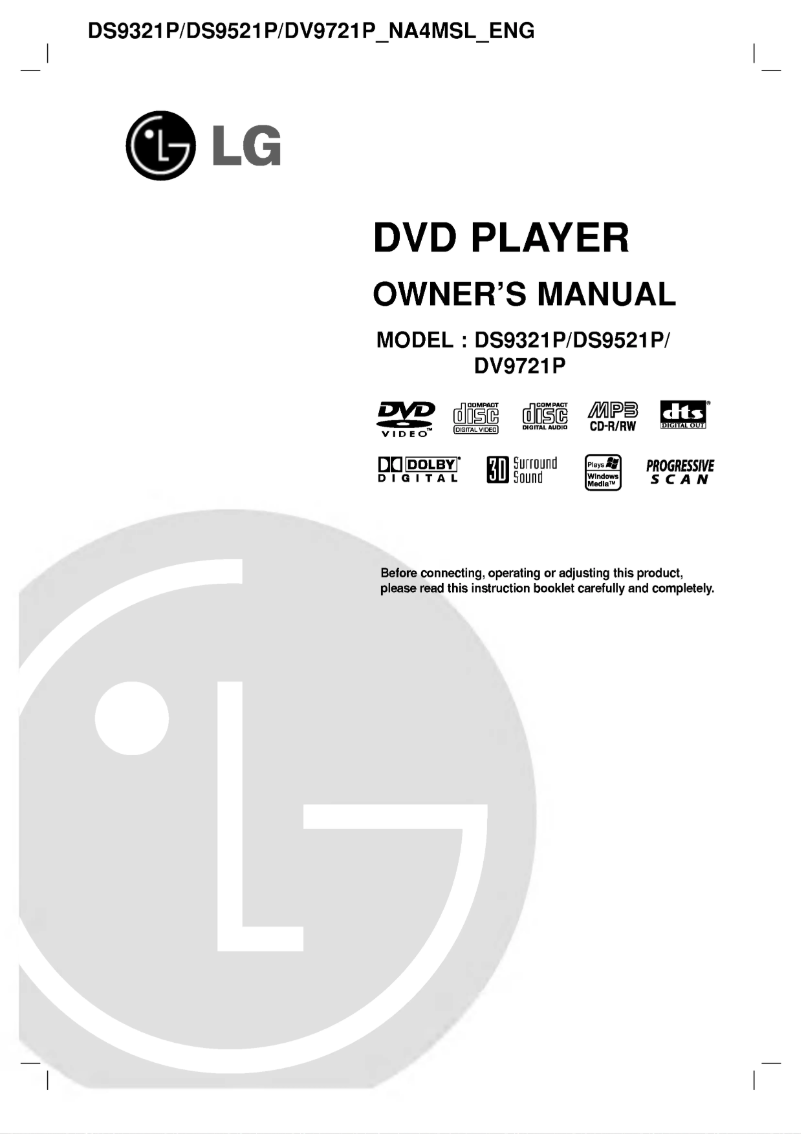 First page image of the manual for DS9321P
