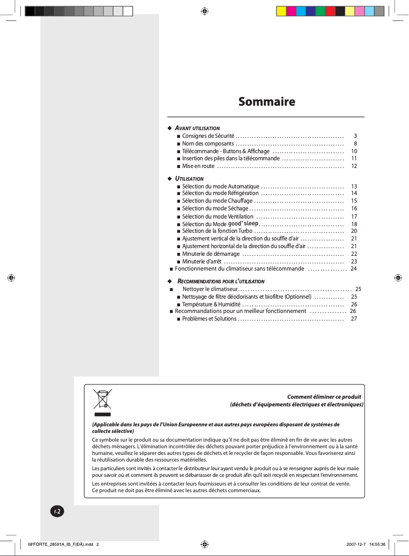 First page image of the manual for AQ09SAX