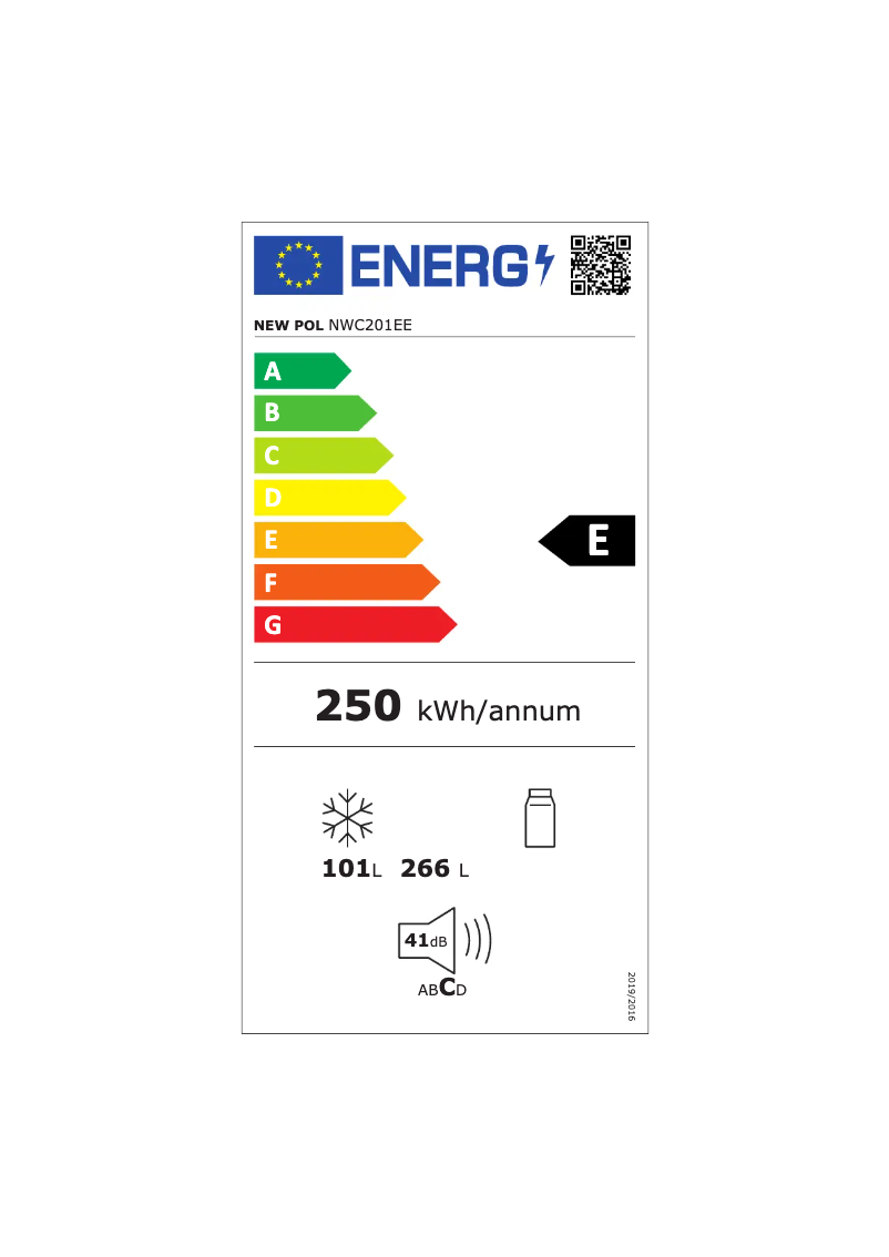 Page 1 of the manual Energy Label New Pol NWC201EE