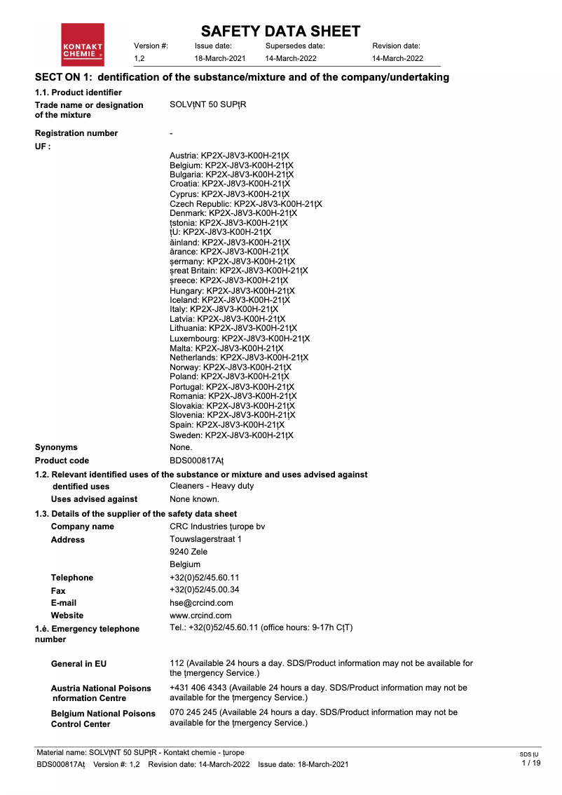 First page image of the manual for Solvent 50 Super Spray