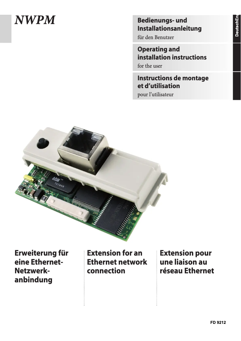 Page 1 of the manual User Manual Dimplex NWPM