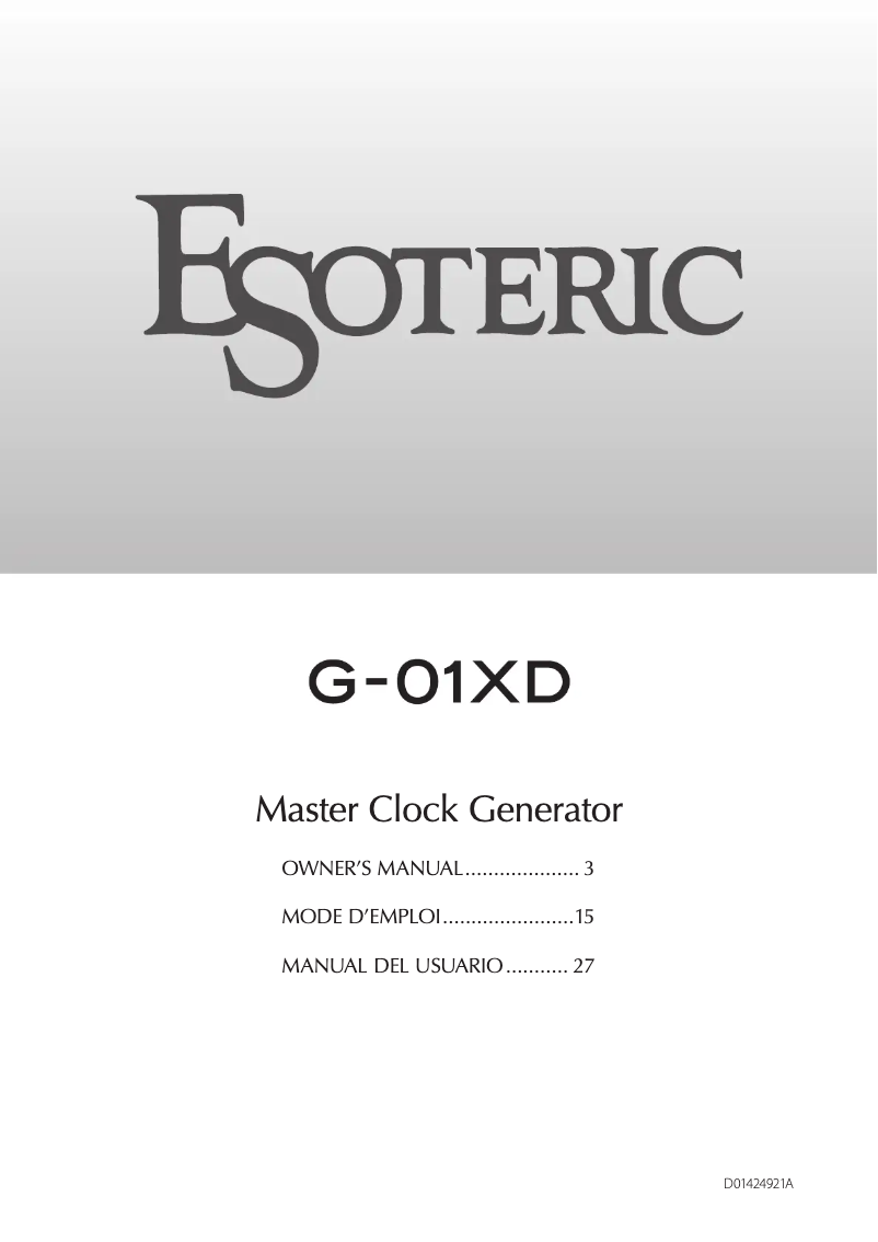 Page 1 of the manual User Manual Esoteric G-01XD