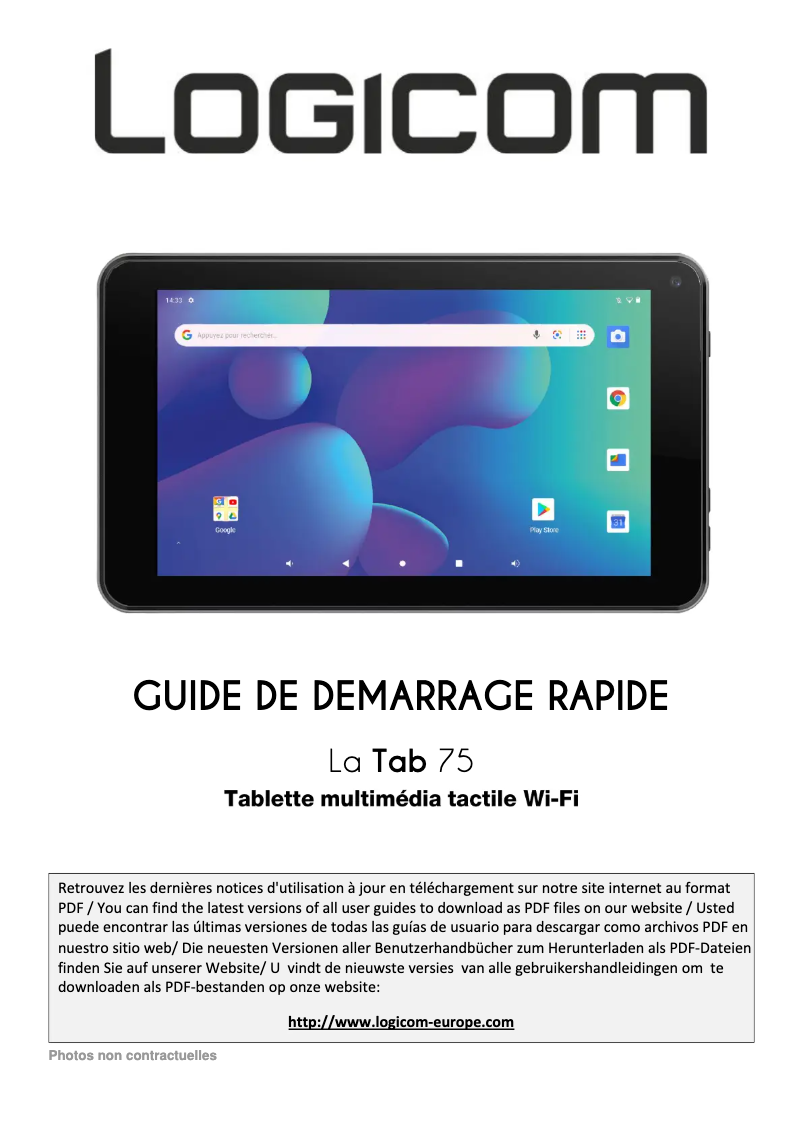 First page image of the manual for La Tab 75